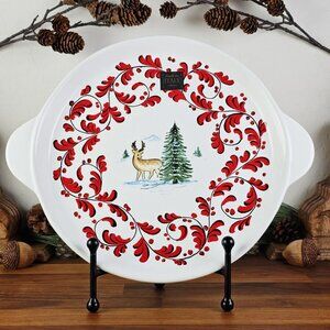 NEW! WINTER HOLIDAY Italian POTTERY Large PLATTER NOVA DERUTA